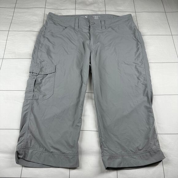 Mountain Hardwear Pants Womens 12 Gray Capri Cropped Nylon Hiking Trail Outdoor - Picture 1 of 10